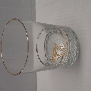 C23: 1986 Canadian Olympics Commemorative 22K Gold Trimmed Whiskey TUMBLER